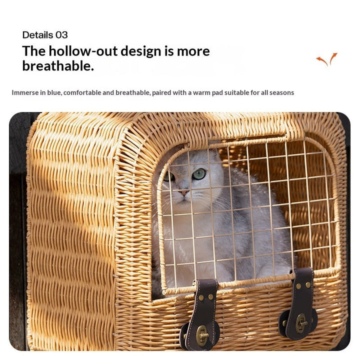 The Ultimate Companion for Your Pet: Portable Woven Rattan Pet Carrier